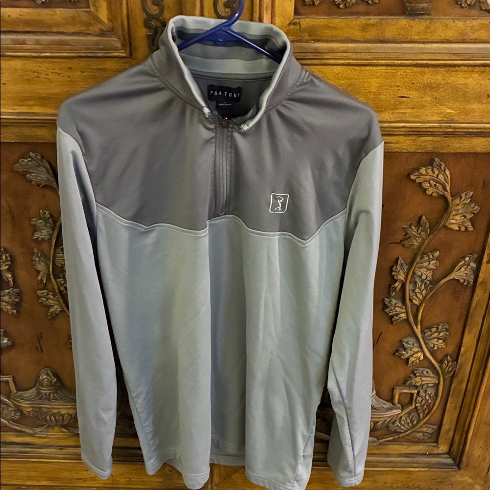 PGA Tour Men's Two-Tone Gray Quarter-Zip Jacket Size Large